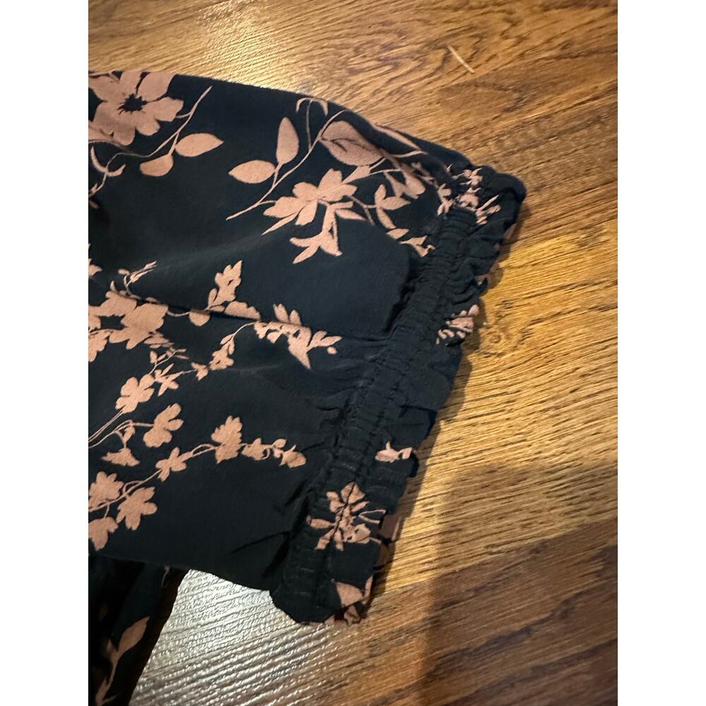 A New Day Floral A-Line Midi Dress Black Pink XL Crepe Flowing Feminine Dress - Picture 4 of 10